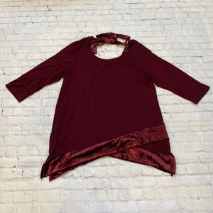 Pebble and Stone women’s dress blouse velvet trim